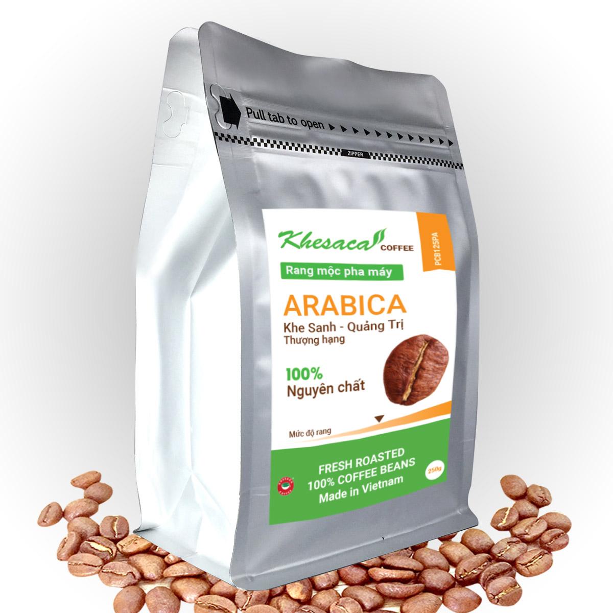 [HCM]Cafe Arabica Khe Sanh - Quảng Trị. rang vừa phù hợp pha máy & pha phin loại bột đam mê Arabica túi Nhựa - 250gr