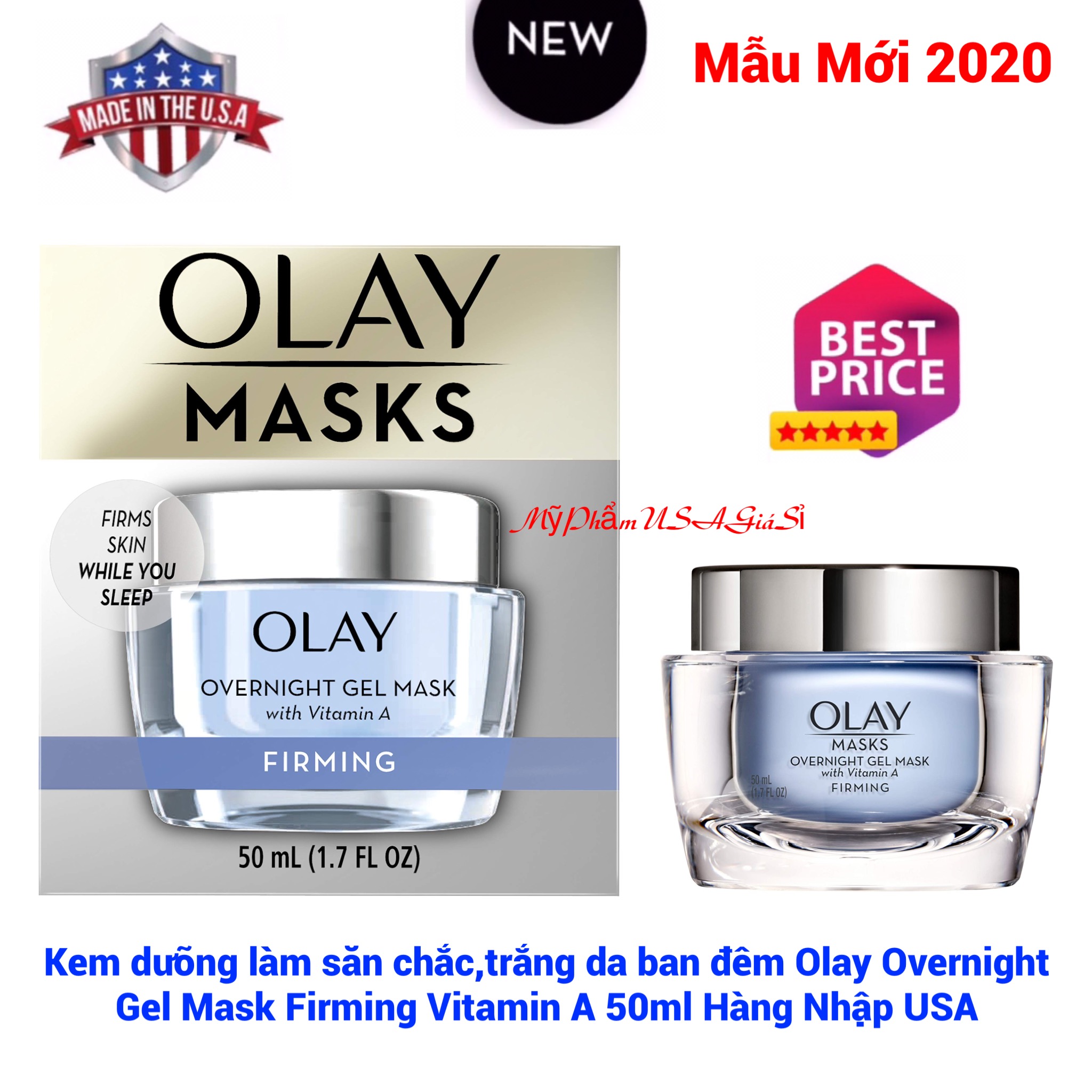 Kem dưỡng làm săn chắc da mặt ban đêm Olay Overnight Gel Mask Firming Vitamin A 50ml US