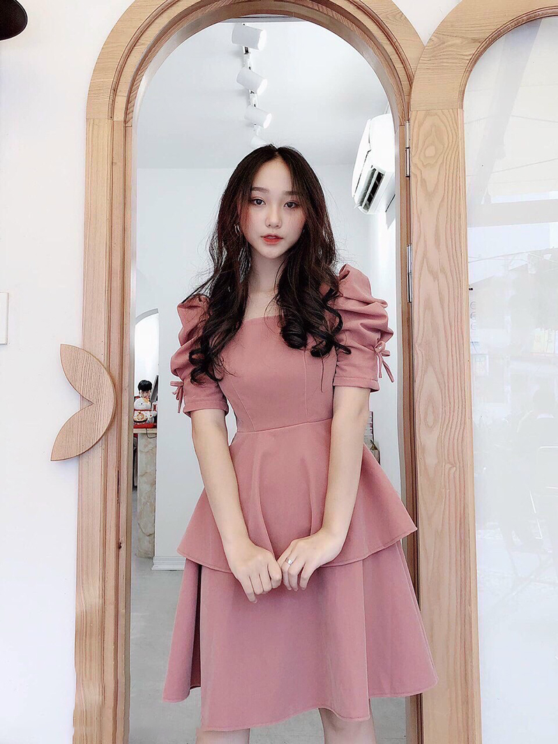 [HCM]Đầm Dạ Hội Tay Rút Dây  Đầm Đi Cưới - Thời Trang Hoa Anh Đào - One size từ 40-52kg