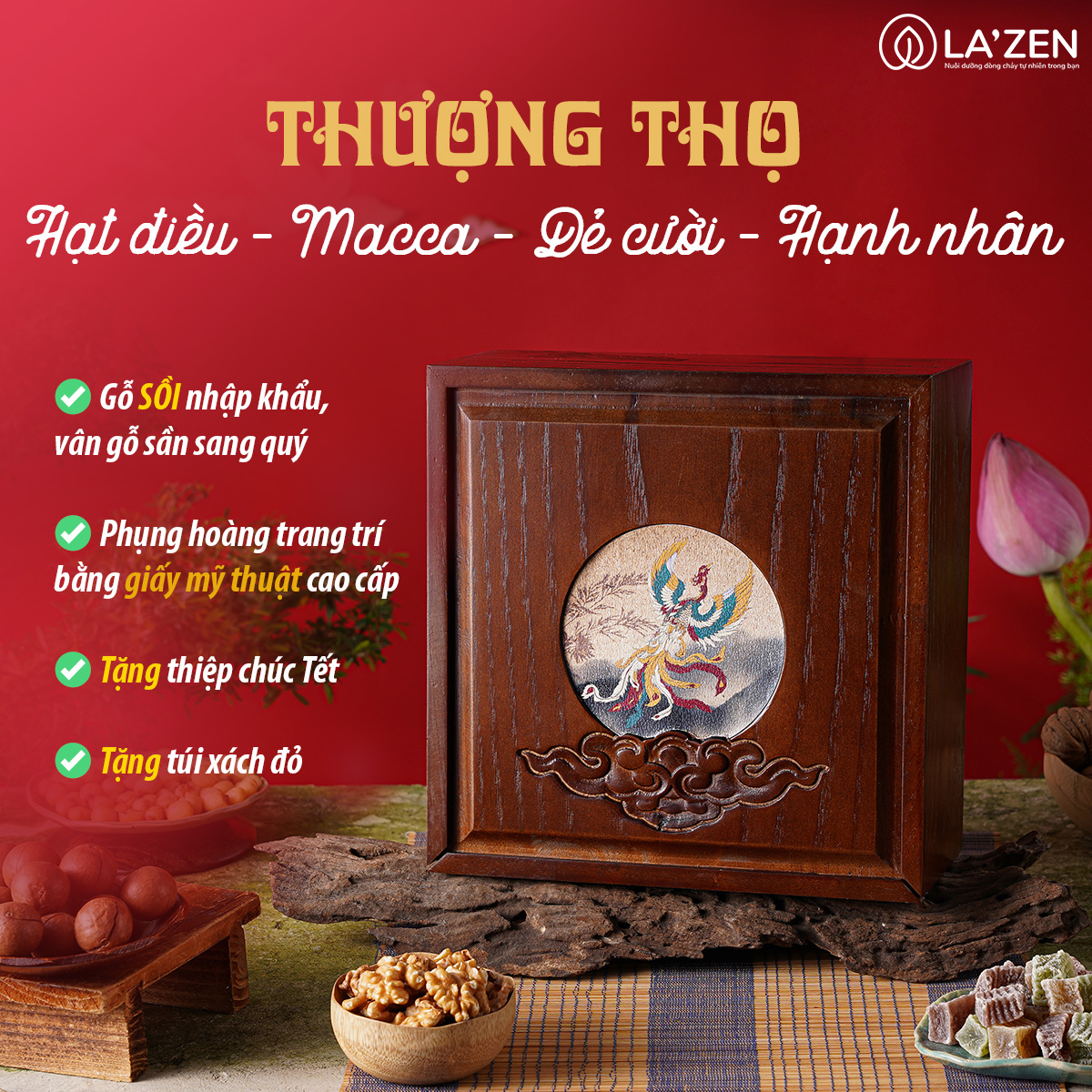 Bộ quà tặng Thượng Thọ hạt dinh dưỡng sang trọng, cao cấp La'zen