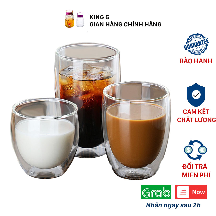 Cốc 2 Lớp KING G - Cốc Thủy Tinh,Ly Thủy Tinh 2 Lớp Cách Nhiệt Cao Cấp Dung Tích 80ml, 250ml, 350ml, 450ml, 650ml -C2L01