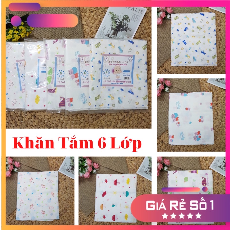 Khăn Tắm xô 6 lớp in hình xuất Nhật khăn tắm xuất Nhật in hình 6 lớp