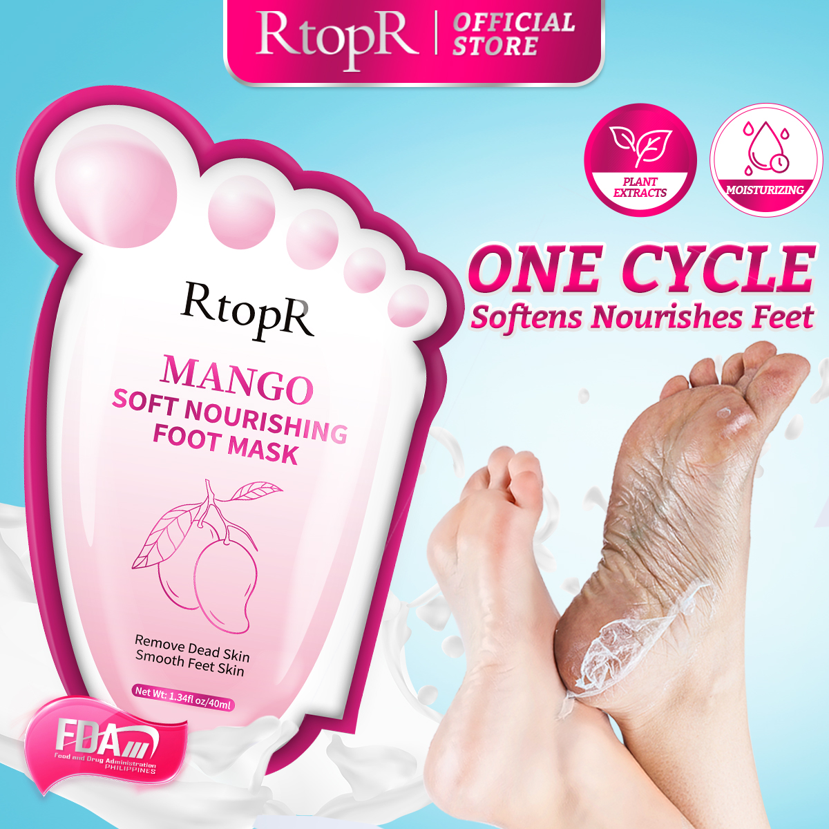 RtopR 1 túi mặt nạ chân làm bằng xoài giúp loại bỏ da chết chăm sóc da chân tẩy đi lớp da chai sần nhanh chóng - INTL