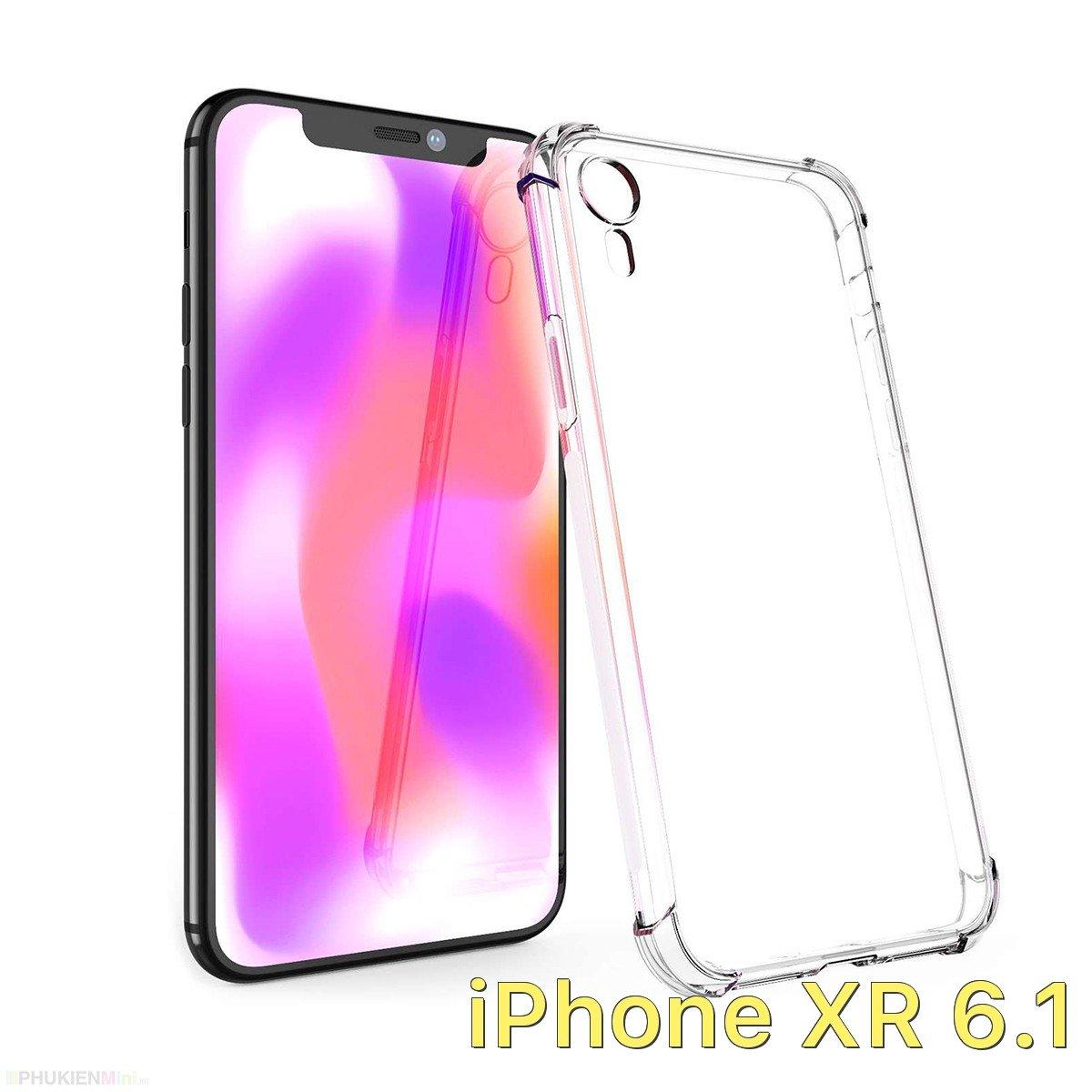 Ốp lưng chống sốc gờ cao 4 góc màu trong cho iPhone XR 6.1