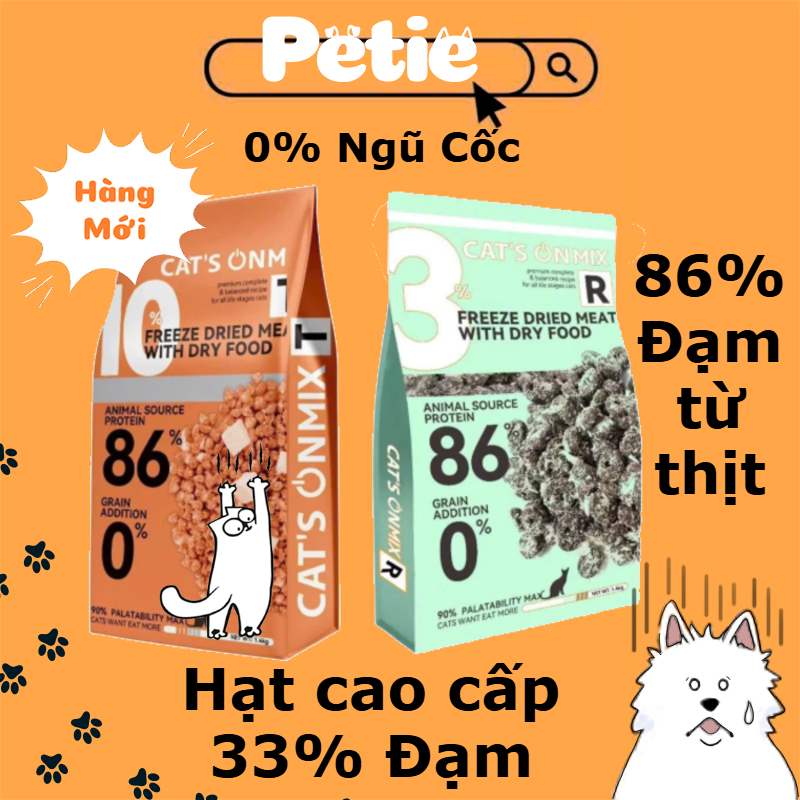 (HÀNG MỚI)Thức Ăn Cho Mèo Mix Topping Thịt Sấy CAT'S ON MIX R túi 1.4kg Hạt Cho Mèo CatOn, catson Rắc Thịt Sấy
