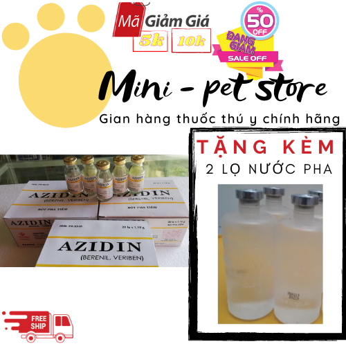 [1 HỘP/ 20 LỌ KHÁNG SINH] AZIDIN ( BERENIL )  ký sinh trùng đường máu, tiêm mao trùng ở trâu, bò, ngựa, chó -   THÚ Y HANVET.