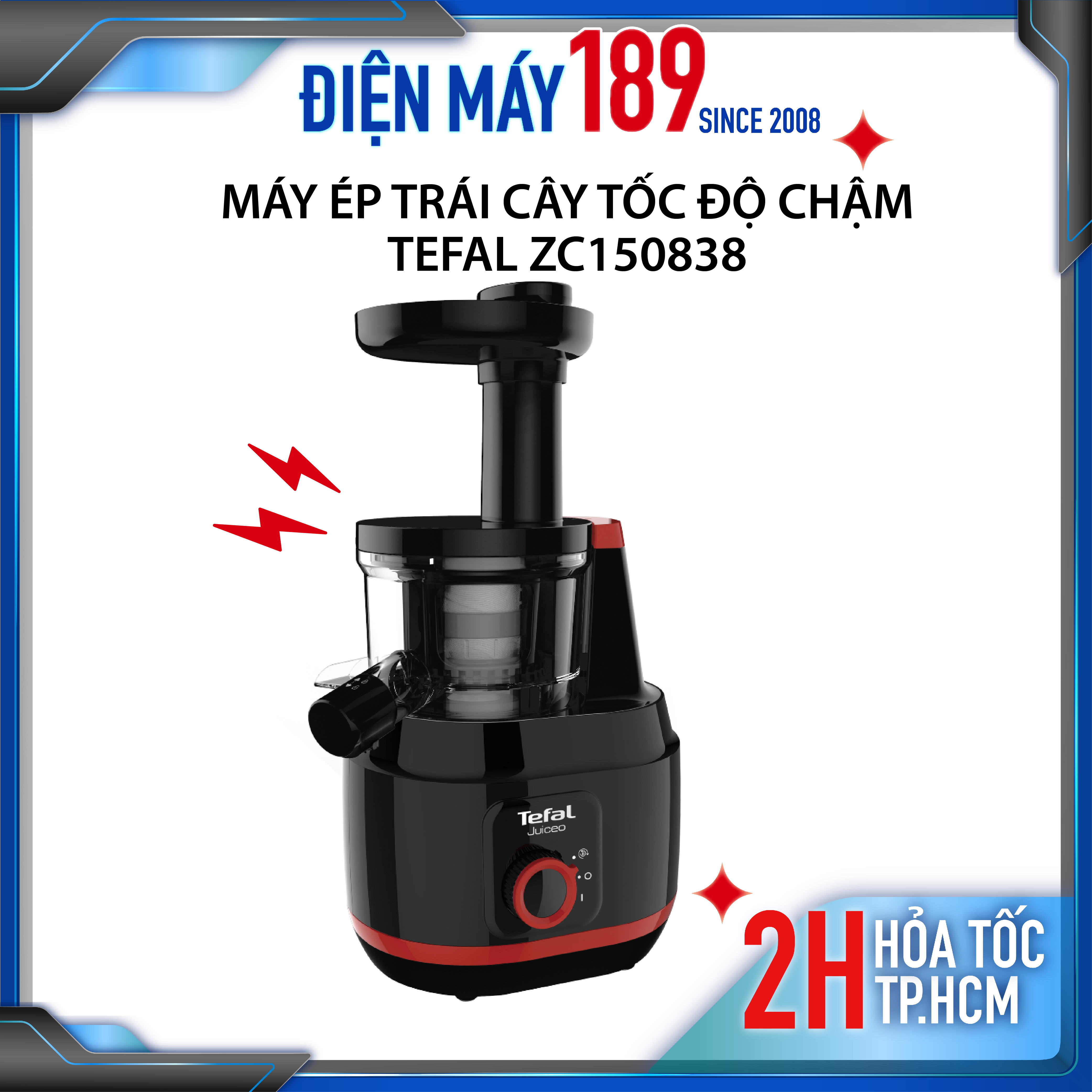 Máy ép trái cây tốc độ chậm Tefal ZC150838 - công nghệ ép lạnh, ép êm, hàng chính hãng bảo hành 2 năm