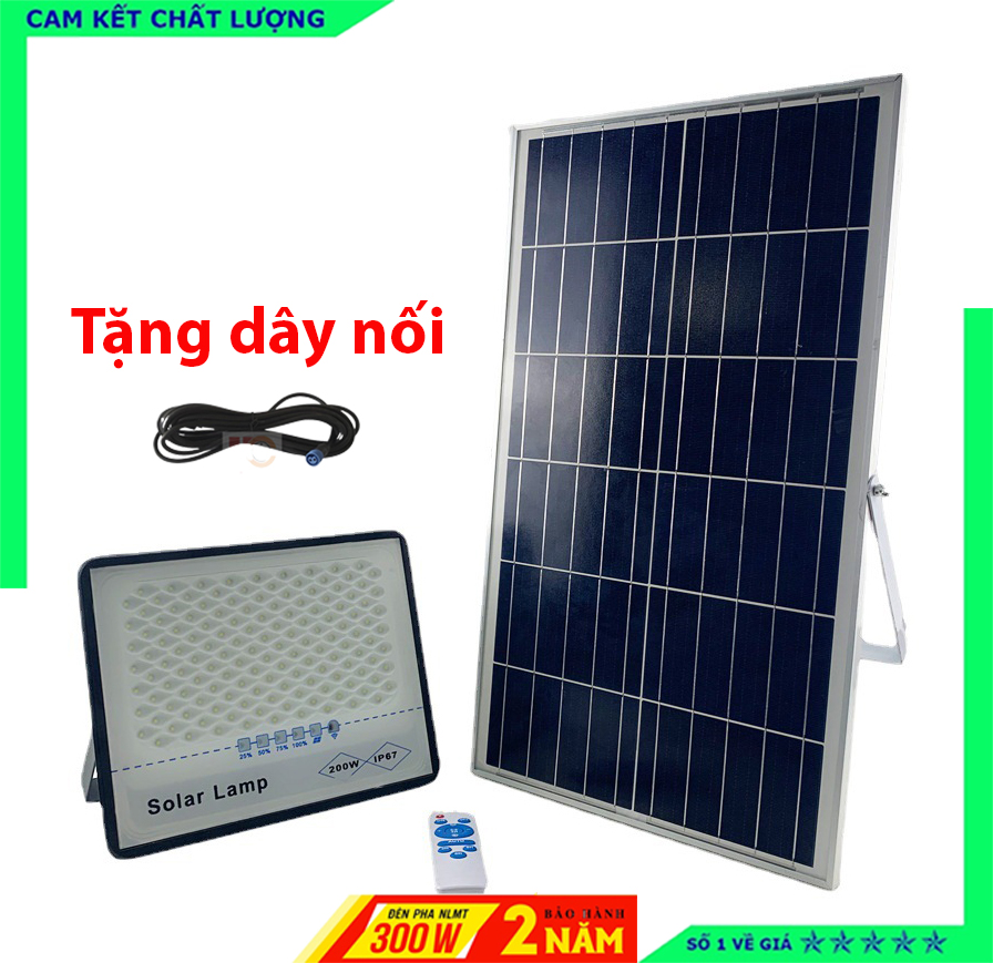 Đèn pha năng lượng mặt trời  HC SOLAR LINGHT 300W – Chống chói mắt, Vỏ nhôm, Đèn Led NLMT, Tấm pin NLMT rời, Ánh sáng trắng