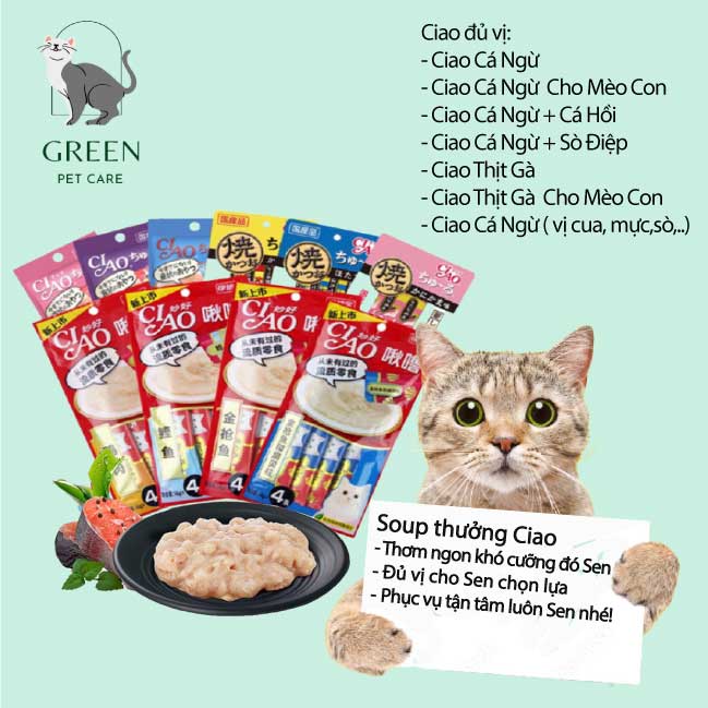 Súp thưởng Ciao Churu cho mèo đủ vị gói 4 thanh