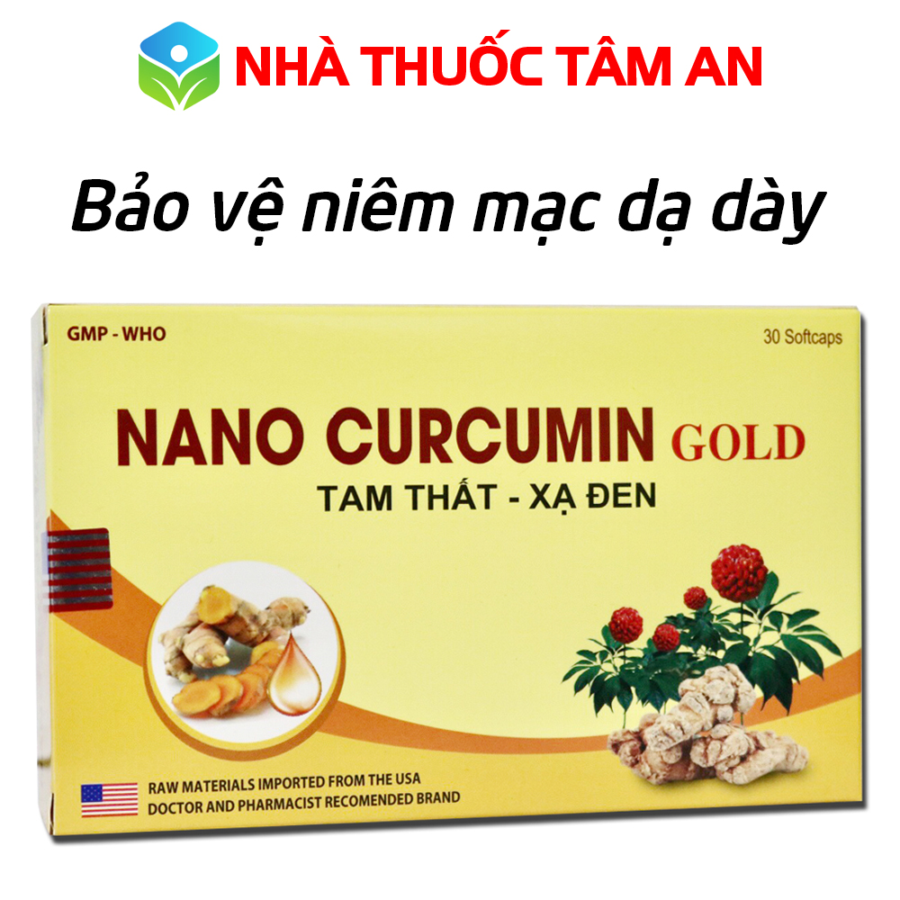 Viên uống nano Curcumin Gold tam thất-xạ đen bảo vệ niêm mạc dạ dày