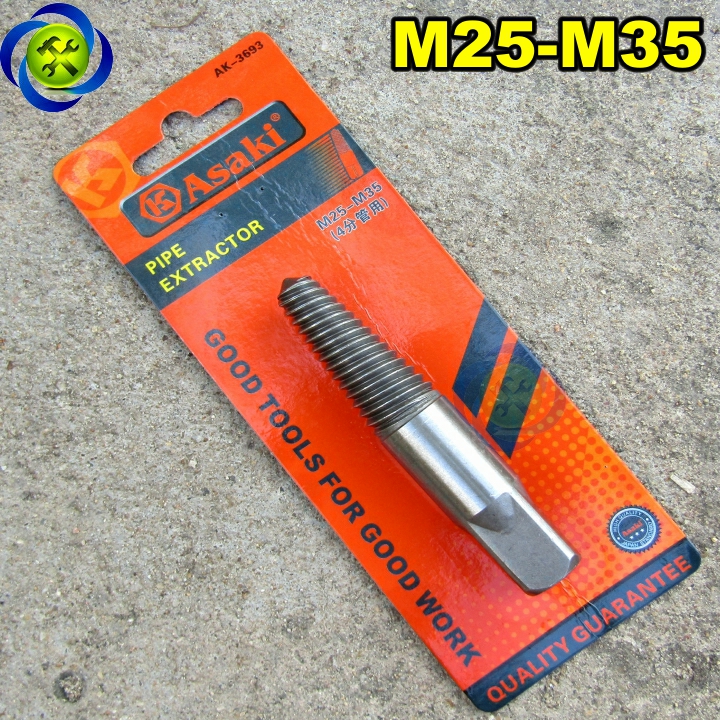 Mũi taro tháo ren ống nước bị gãy asaki ak-3693 ren m25-m35