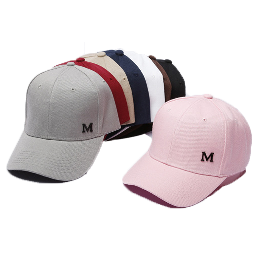 Thời trang Phụ nữ Mũ bóng chày Nam Thương hiệu Snapback Màu trơn Gorras Chữ M Mũ
