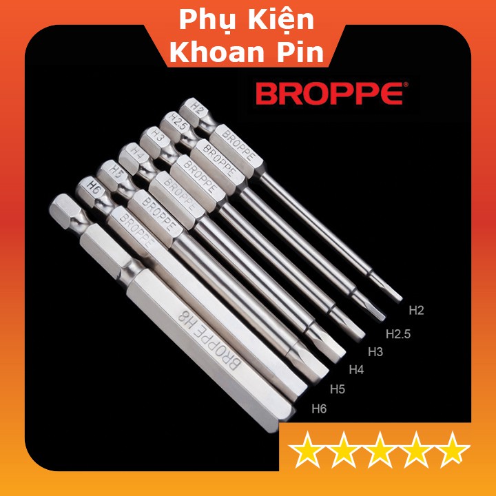 Bộ 8 đầu lục giác broppe dành cho khoan, máy bắn vít 75mm