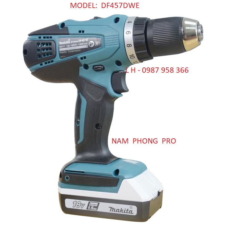Máy khoan vặn vít dùng pin makita df457dwe