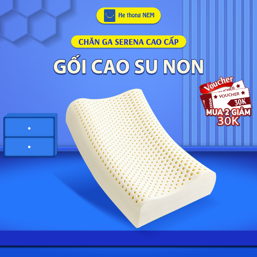 Gối ngủ cao su non cao cấp SERENA chính hãng - cái ruột gối đầu nằm ngủ cao su non memory foam dành cho người lớn chống ngáy đau mỏi cổ vai gáy cao cấp
