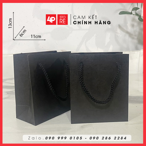 10 túi giấy kratf đen 11 x 13 x 6 cm ngang cao hông