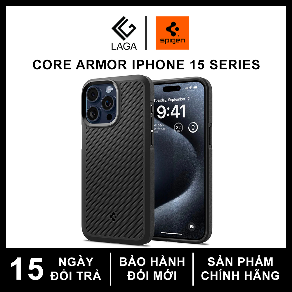 Ốp lưng spigen core armor cho iphone 15 pro max / 15 pro / 15 plus / 15