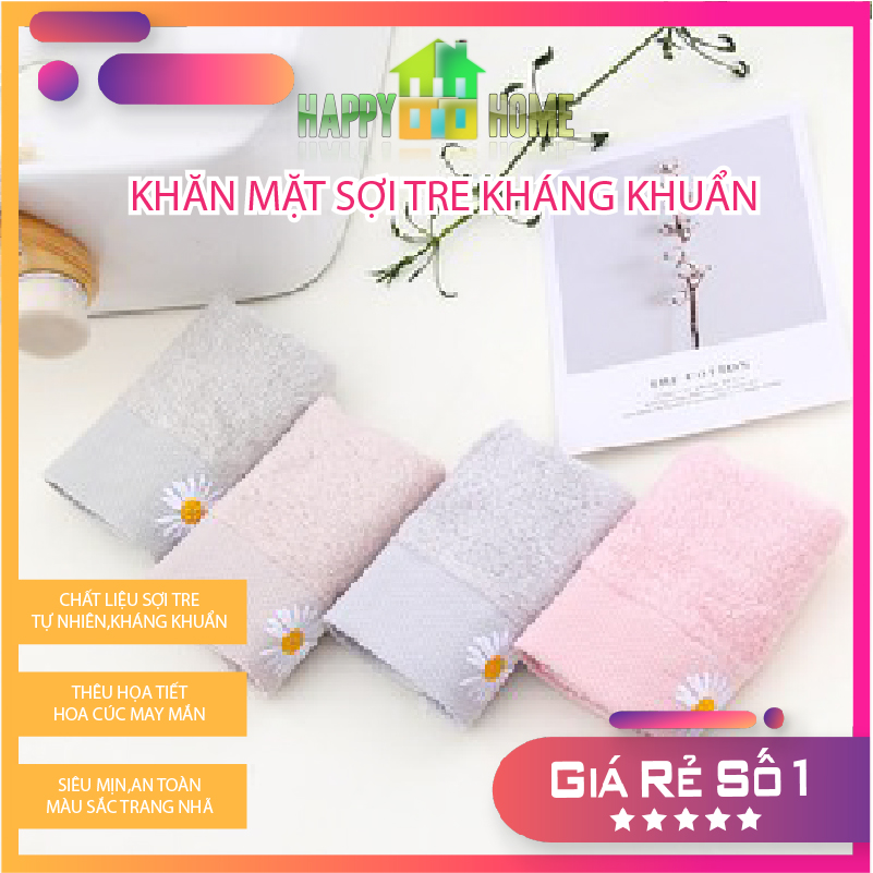 Khăn mặt sợi tre,khăn hoa cúc kháng khuẩn 25 cm x 50 cm