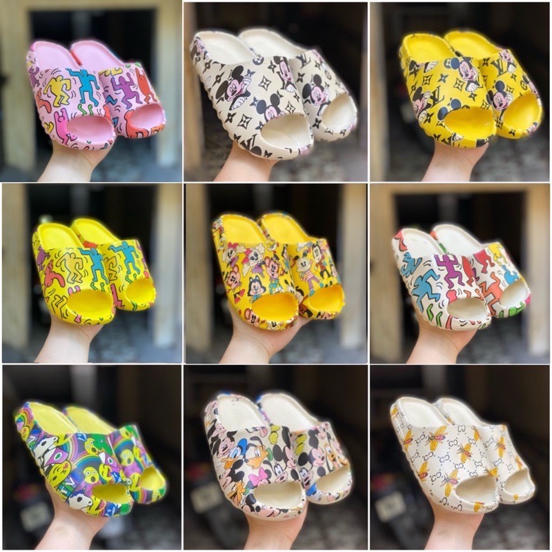 [Rẻ Đẹp] Dép Bánh Mì Cho Bé Trai Bé Gái KanKanStore KA023, Dép Lê Trẻ Em Hoạ Tiết Chống Trơn Trượt Nhẹ Êm Chân