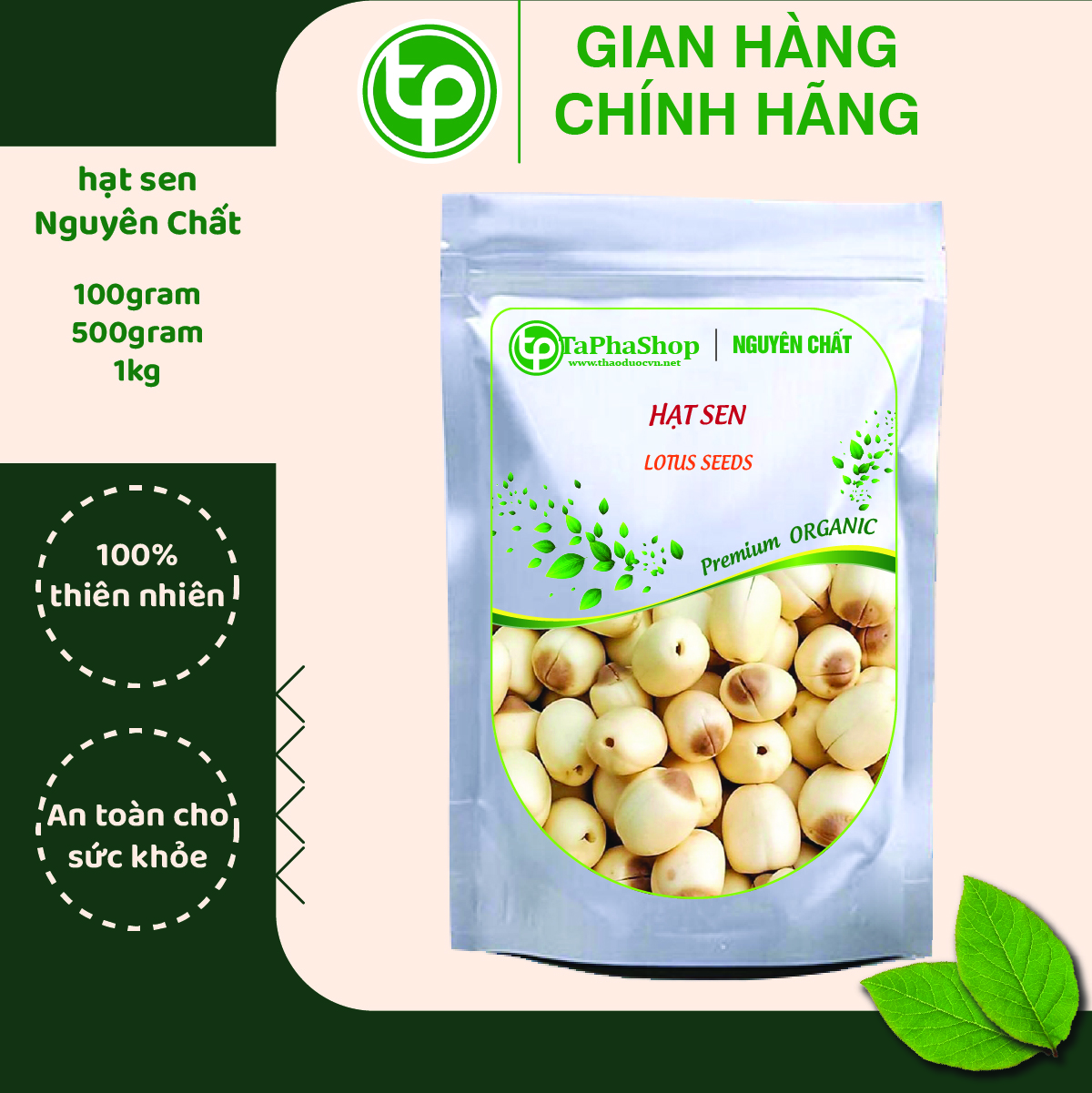 Hạt Sen Sấy Khô Túi Lớn Loại 1kg (HÀNG LOẠI 1) Thơm Ngon Ngọt Bùi Nông Sản Sạch