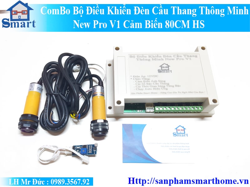 ComBo Bộ Điều Khiển Đèn Cầu Thang Thông Minh New Pro V1 Cảm Biến 80CM