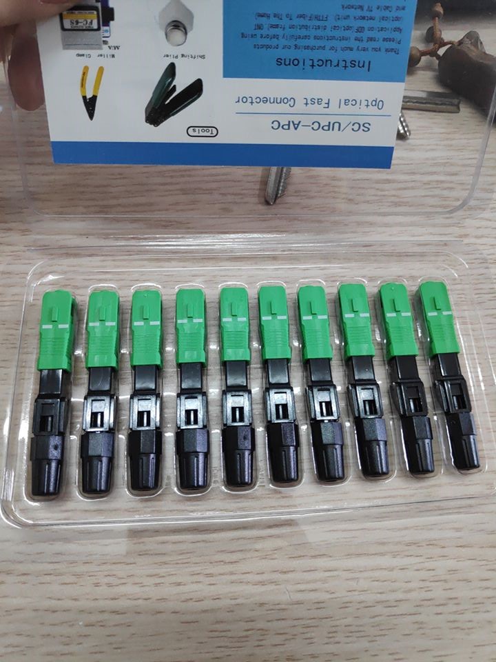 Hộp 10 bộ đầu kết nối quang nhanh SC/APC Fast Connector