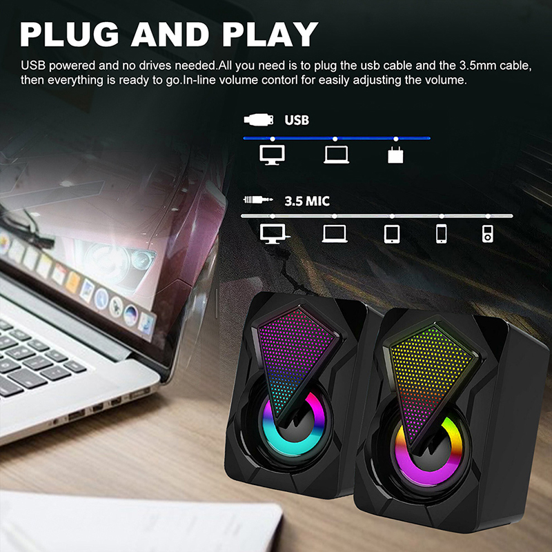 Loa máy tính, laptop, điện thoại 2.0 yst-9077/ yst-1046, led rgb 7 màu