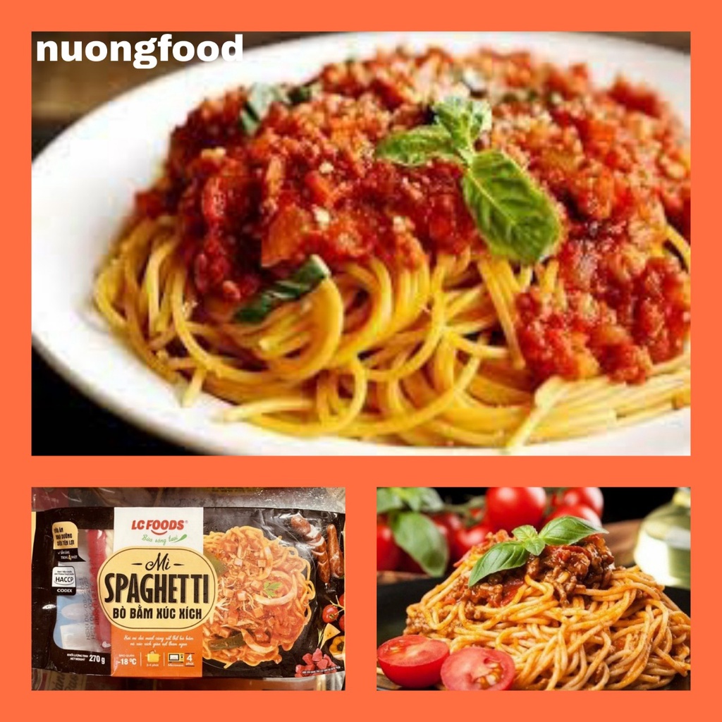 Mì ý spaghetti bò bầm xúc xích lacusina bao gồm sốt gói 270 gram