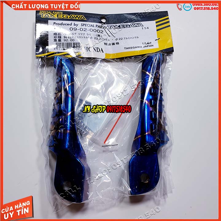 CẶP GÁC CHÂN SAU TAKEGAWA JAPAN NHÔM NGUYÊN KHỐI CHO HONDA - YAMAHA ( MÀU XANH TITAN)