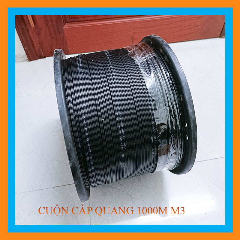 Cuộn cáp quang 1Fo bọc chặt 2 sợi thép 1000m