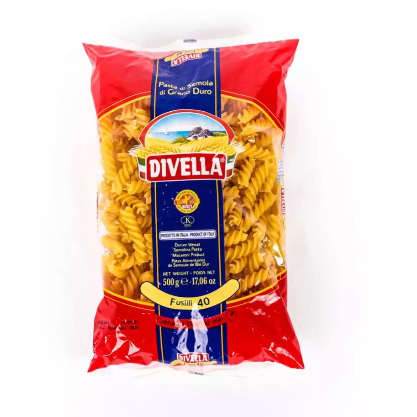 Mỳ Ý Divella ống xoắn số 40 - 500g, Bột lúa mỳ cứng Semolina