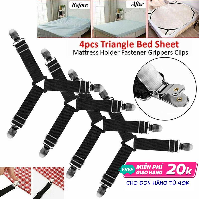 Bộ 4 kẹp ga giường drap chống xê dịch - Kẹp căng ra giường Dumi Shop
