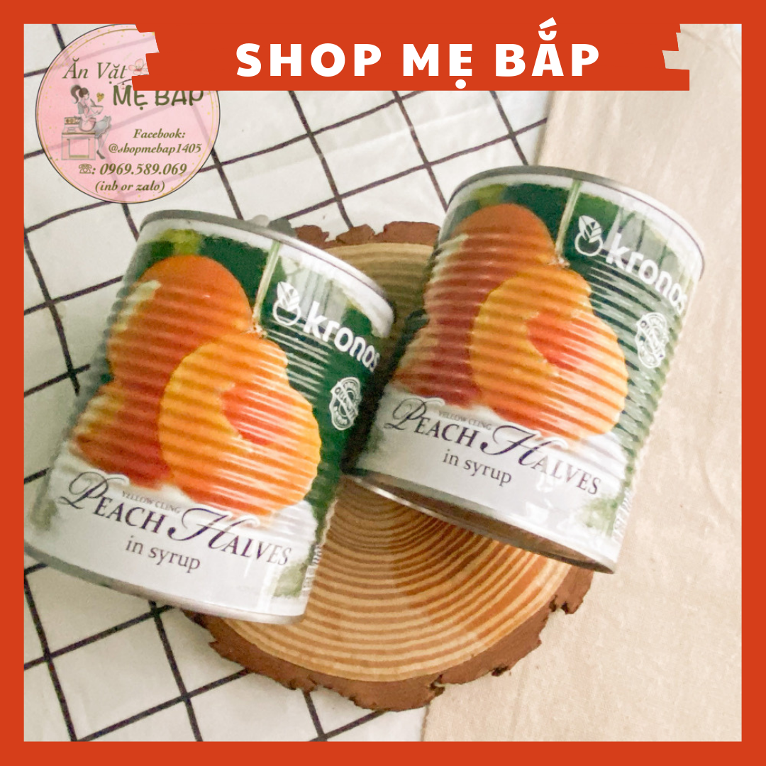 Đào ngâm kronos đóng hộp 820g - miếng đào to giòn - shop mẹ bắp