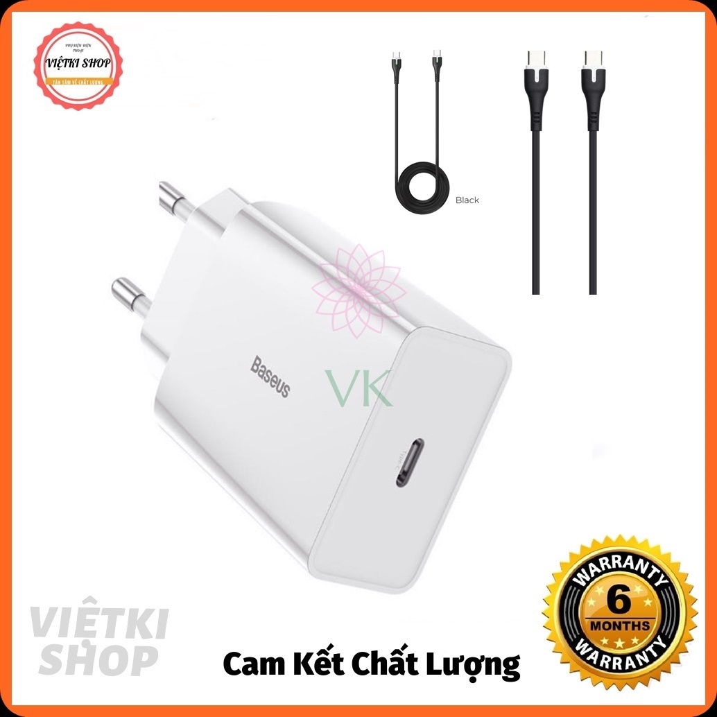 Combo củ sạc typec baseus speed mini qc/pd 18w+cáp sạc nhanh type c to type c 100w- hàng chính hãng
