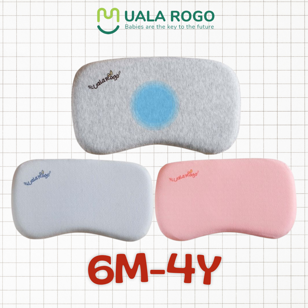 Gối cao su non Uala rogo TOD sơ sinh Lõm giữa Chống Bẹp Đầu 0 - 4 tuổi thông thoáng đàn hồi ngủ ngon sâu giấc 8882