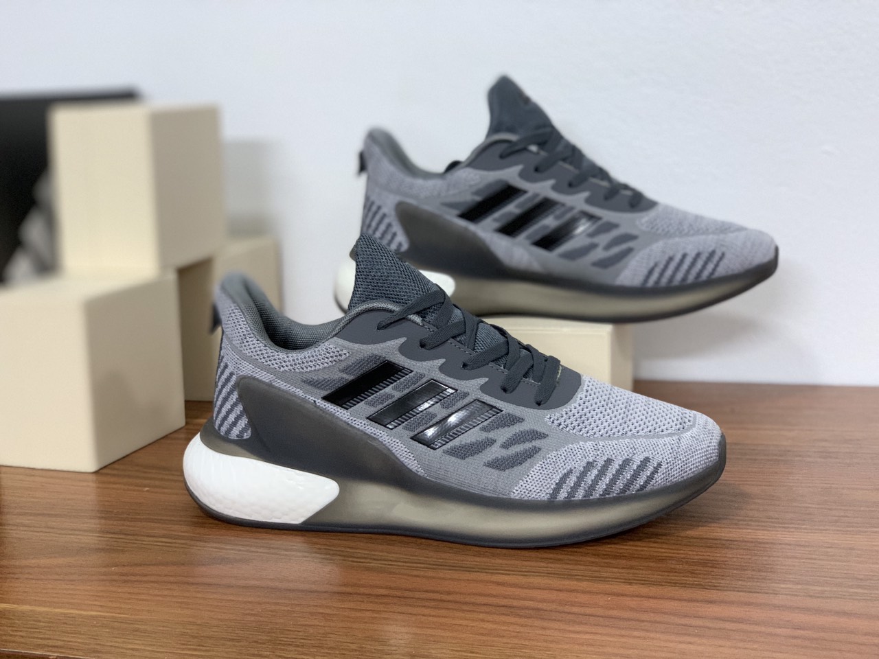 Full box + freeship - giày thể thao nam adidas alphabonce 2023 bản xám trắng - sneaker hot 2023