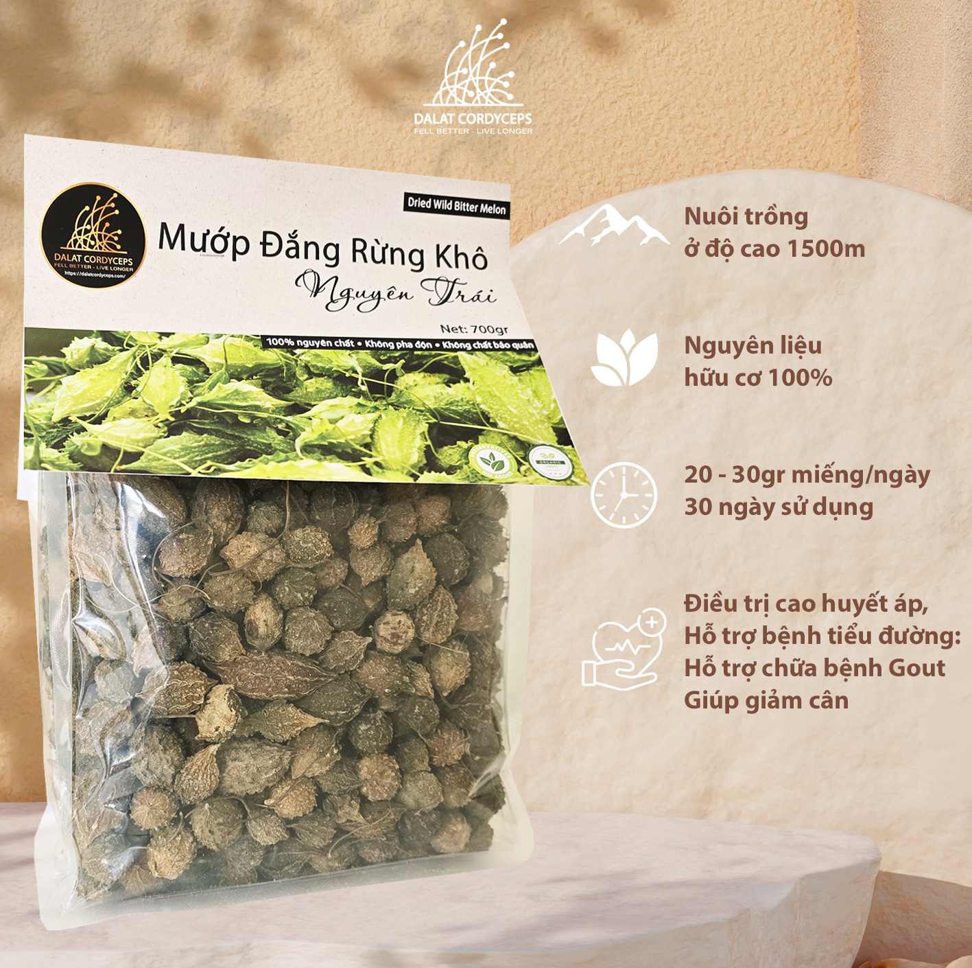 Khổ qua, mướp đắng rừng sấy khô - Dalat Cordyceps