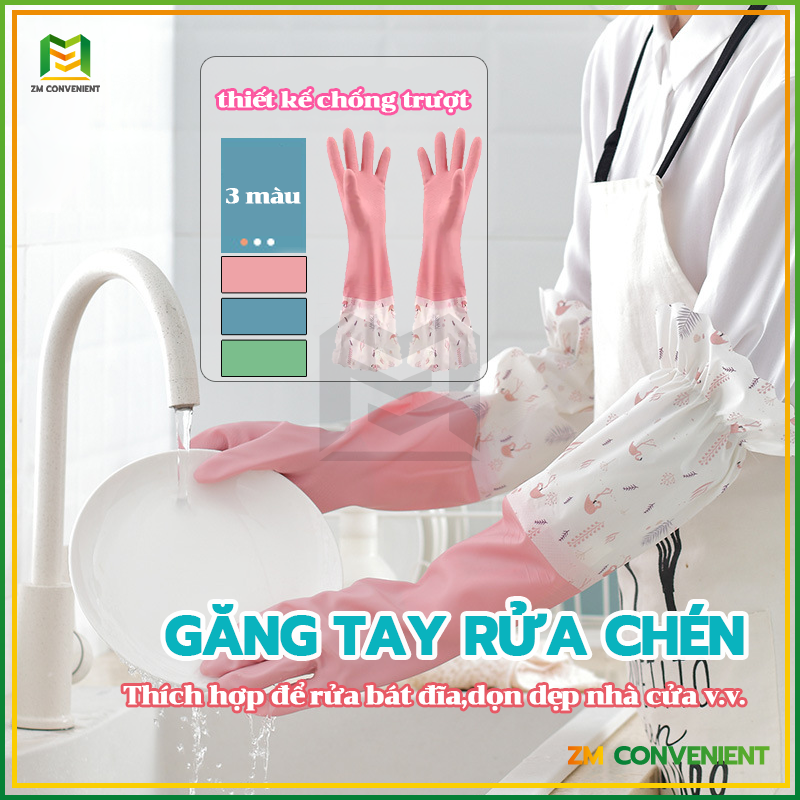 Găng tay rửa bát chén Găng tay cao su con hươu siêu bền dai bảo vệ đôi tay của bạn rửa chén giặt giũ không mùi hôi