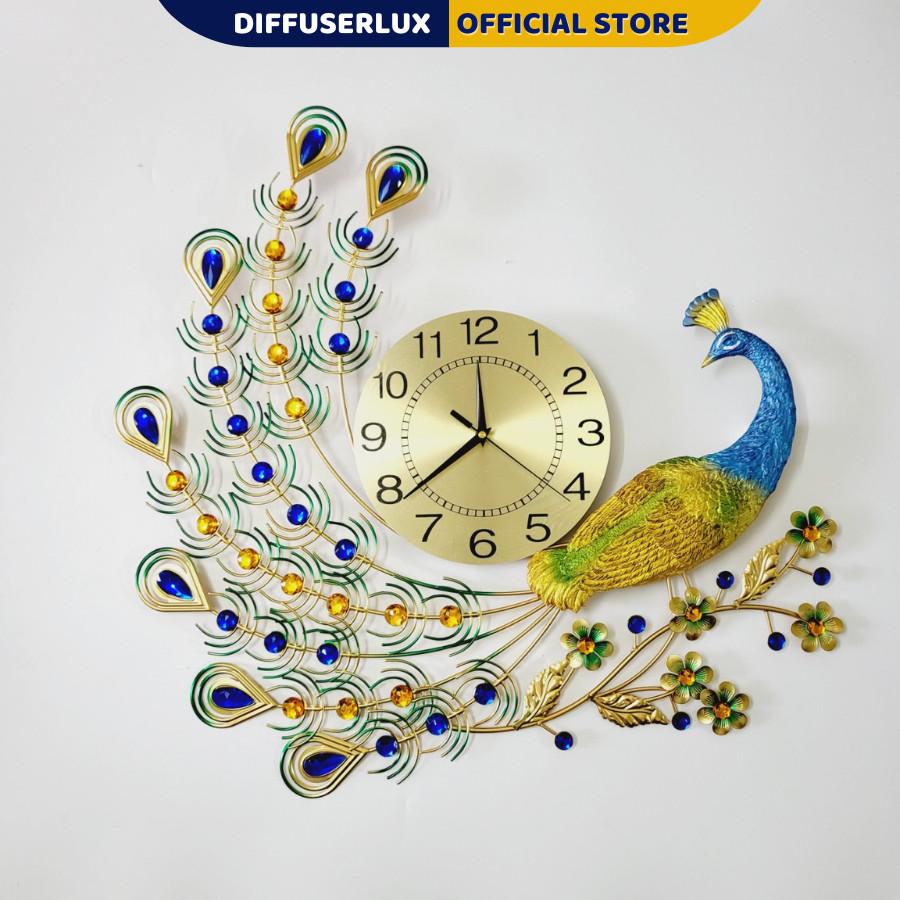 Đồng hồ kim trôi treo tường hình con công khổng tước decor trang trí phòng khách mã WM122 - DIFFUSER LUX