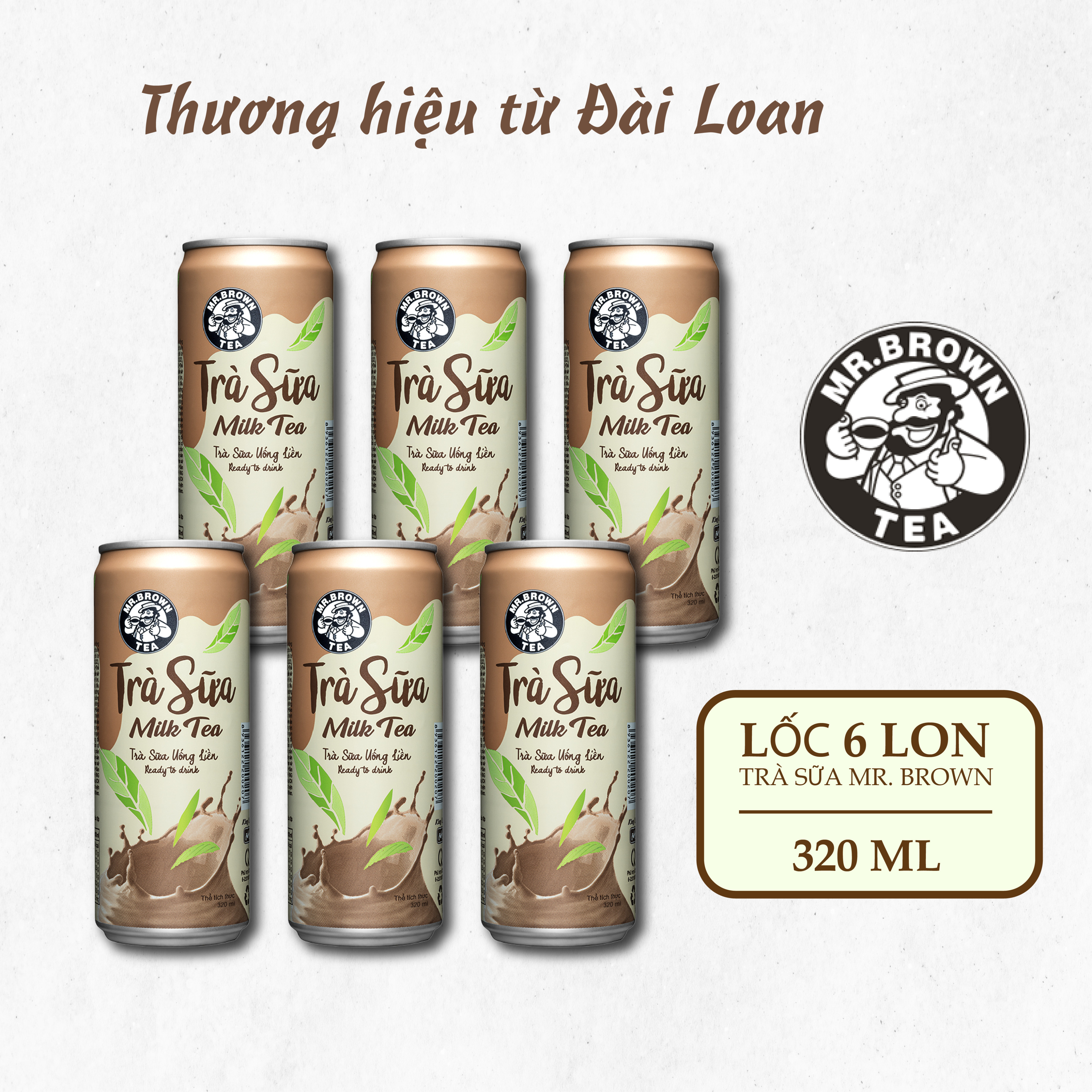 Lốc 6 lon trà sữa Mr.Brown (320ml) - Thương hiệu từ Đài Loan