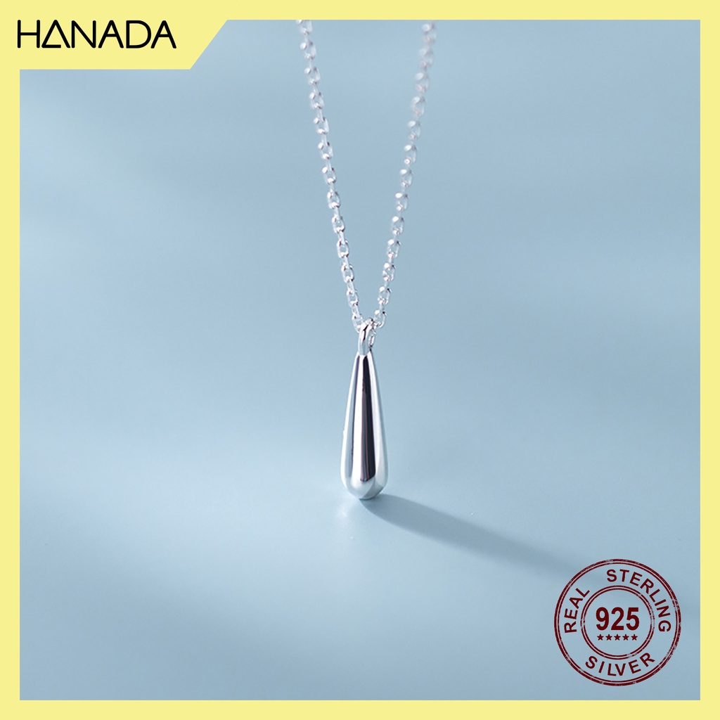 Dây chuyền bạc 925 hanada vòng cổ bạc giọt nước trơn đơn giản 0783