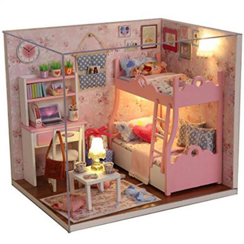 Mô hình Lắp Ghép nhà gỗ DIY- Căn phòng bé gái H012