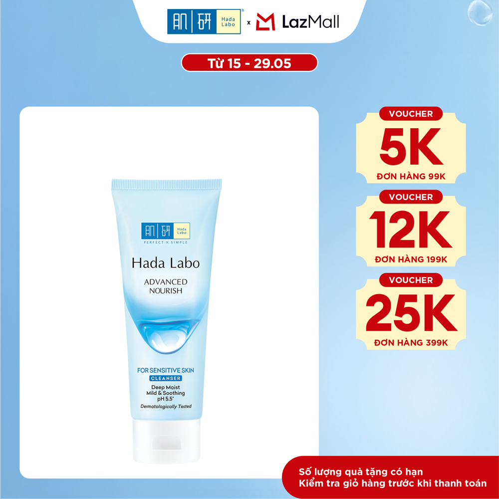 Sữa rửa mặt dưỡng ẩm dạng gel cho da nhạy cảm Hada Labo Advanced Nourish For Sensitive Skin Cleanser 80g