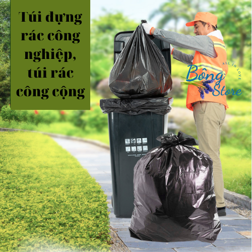 [HCM]Túi đựng Rác Công Nghiệp PE Đen đáy bằng không quai Size 90x120cm sử dụng cho thùng rác công cộng 120L