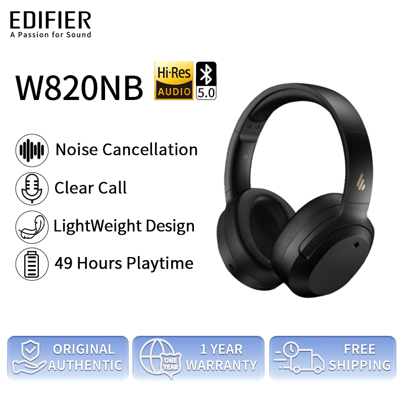 Tai nghe Edifier W820NB Bluetooth 5.0 không dây xịn Pin siêu trâu Thời gian sử dụng lên đến 49 giờ Micro hát karaoke Chụp tai Gamming Hi-Res Âm Hủy tiếng ồn Headphone