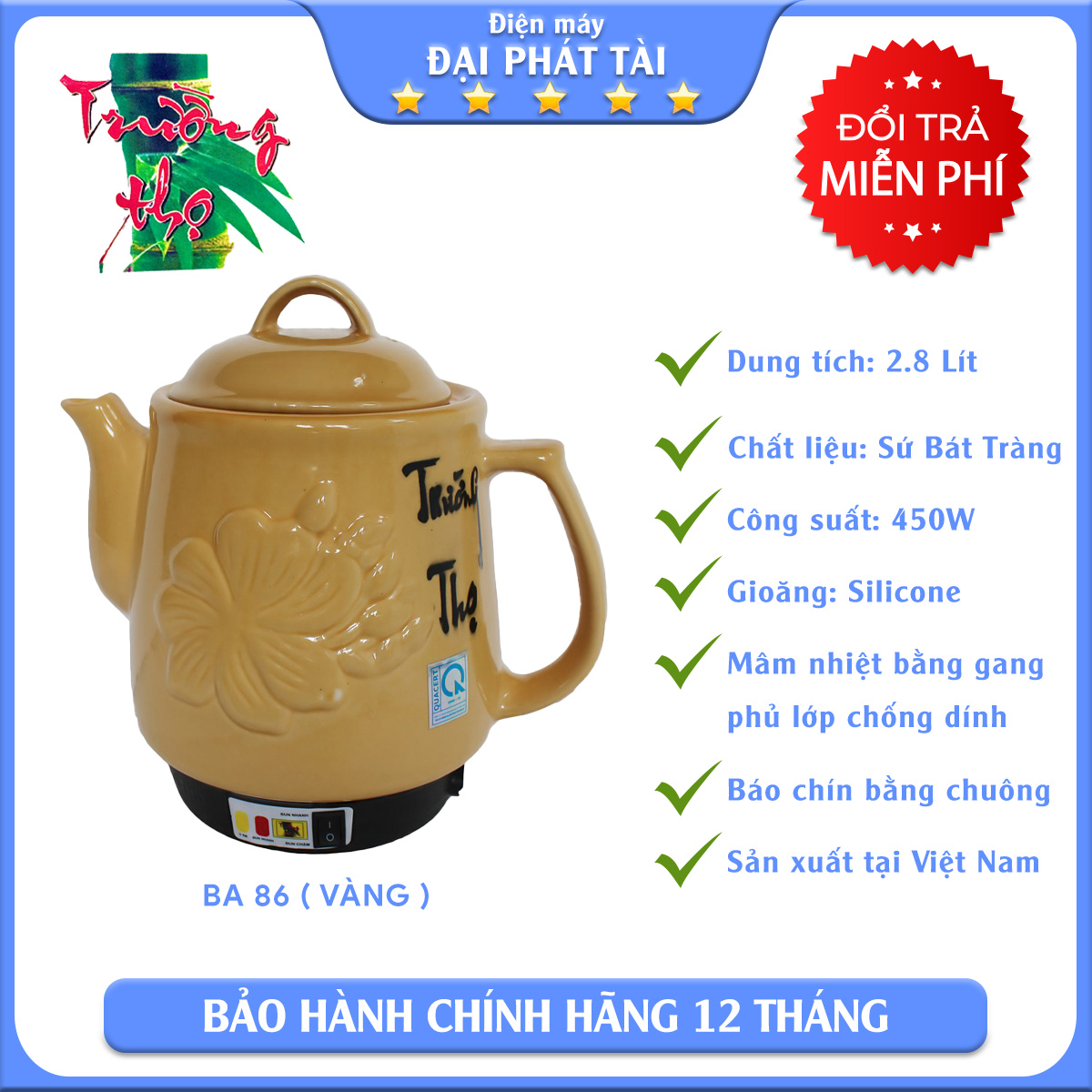 Siêu sắc thuốc tự động trường thọ ba 86 mai vang 3.2l