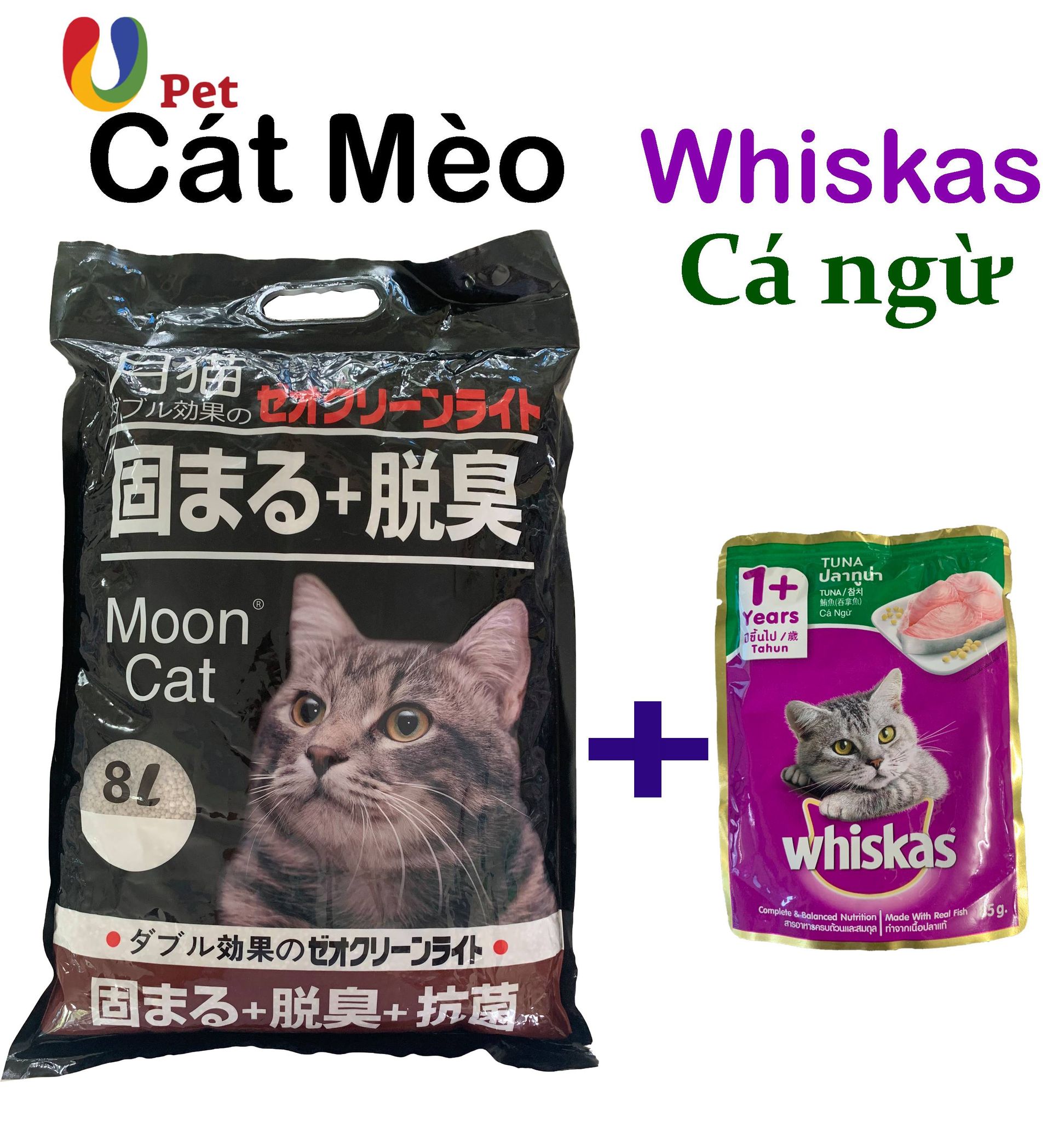 [HCM]Combo Cát Nhật 9L & Sốt Whiskas Tuna (cá ngừ) Cho Mèo Trưởng Thành 85g/Túi - U pet