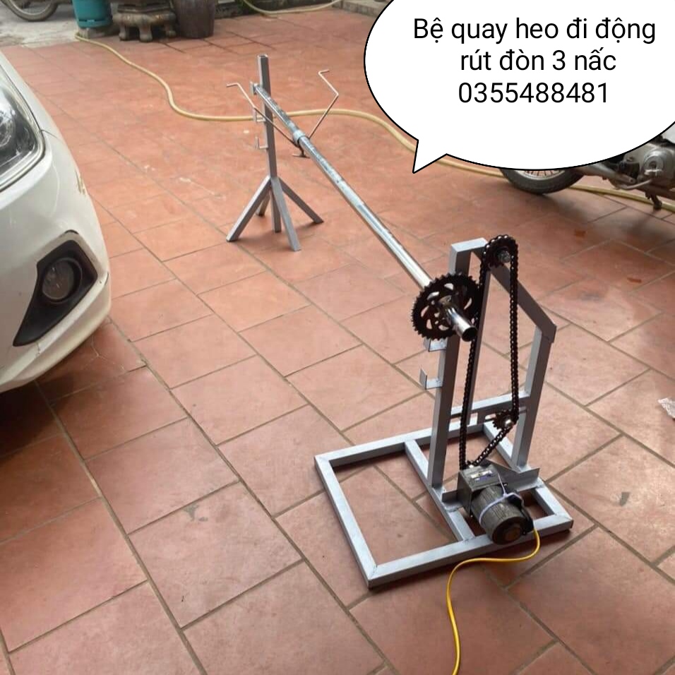 Máy quay lợn di động/ bệ quay heo rút đòn/ bệ quay lợn chó dê rút đòn 3 nấc