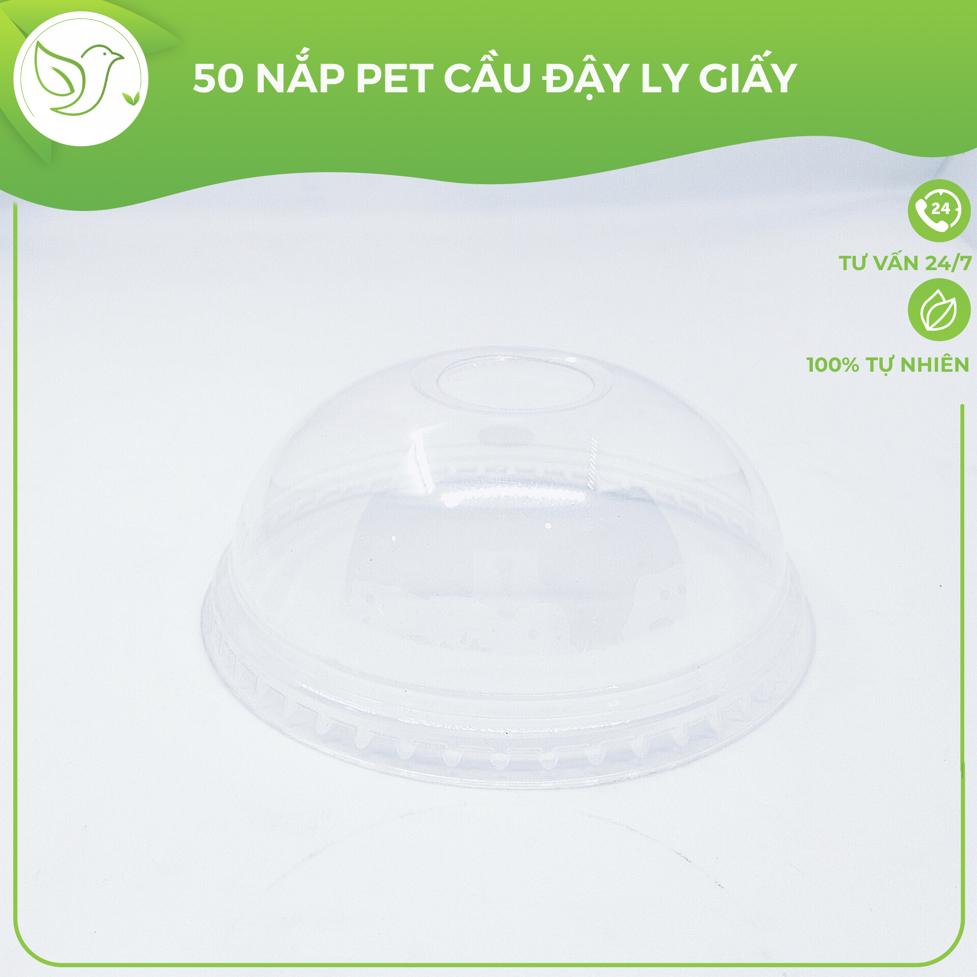 50 Nắp cầu Pet đậy ly giấy cafe, trà sữa cao cấp - Bepxanhthienbinh