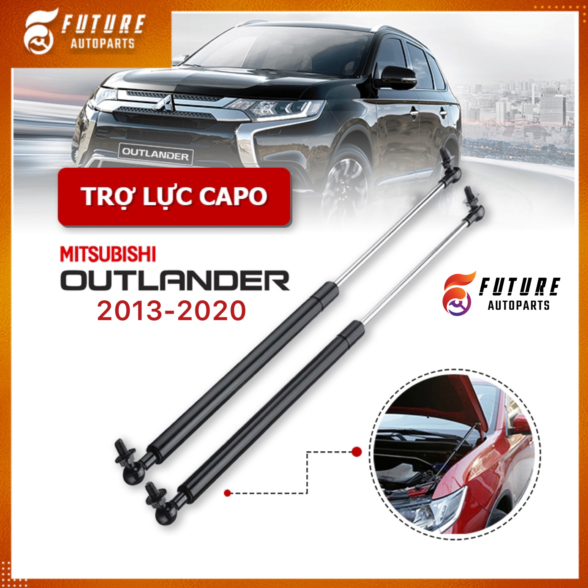 Bộ 2 Ty trợ lực, trợ nâng nắp capo xe Mitsubishi Outlander